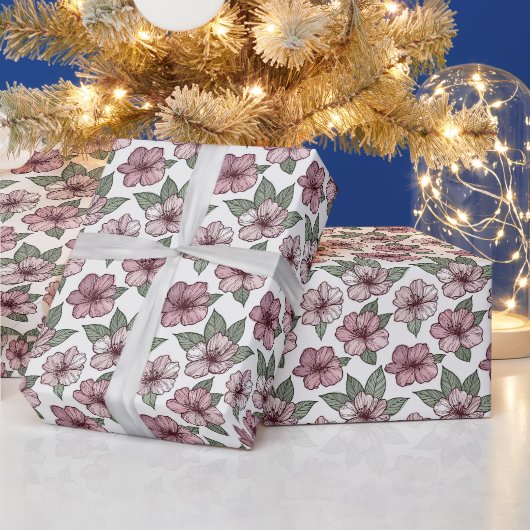 Gestileerde Bloesems — Premium Moderne Vector Bloe Cadeaupapier (Feestdagen)