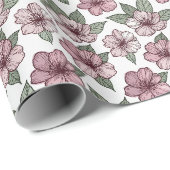Gestileerde Bloesems — Premium Moderne Vector Bloe Cadeaupapier (Rol Hoek)