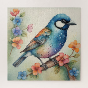 Gestileerde Bluebird en Blossoms Art Legpuzzel