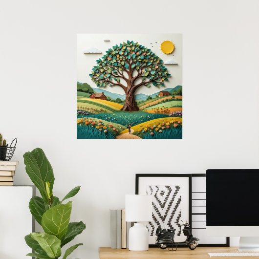 Gestileerde boom #2 poster (Thuiskantoor)