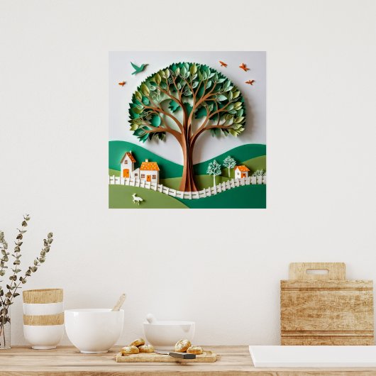 Gestileerde boom #3 Decoratieve muurkunst Poster (Keuken)