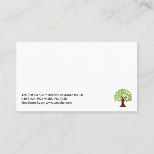 Gestileerde boom en bladeren | tuinarchitect visitekaartje (Achterkant)