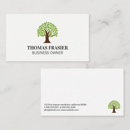 Gestileerde boom en bladeren | tuinarchitect visitekaartje (Voorkant / Achterkant)