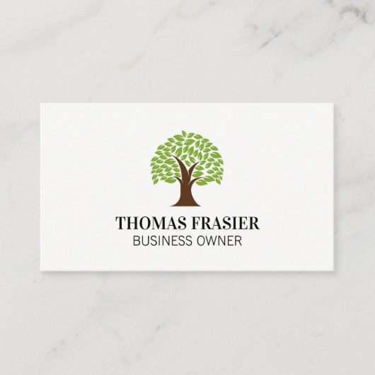 Gestileerde boom en bladeren | tuinarchitect visitekaartje (Voorkant)