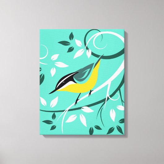 Gestileerde Boomklever Op Boomtak Canvas Afdruk (Voorkant)