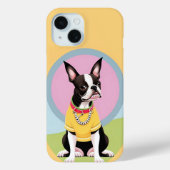 Gestileerde Boston Terrier met geel Shirt Case-Mate iPhone Case (Achterkant)