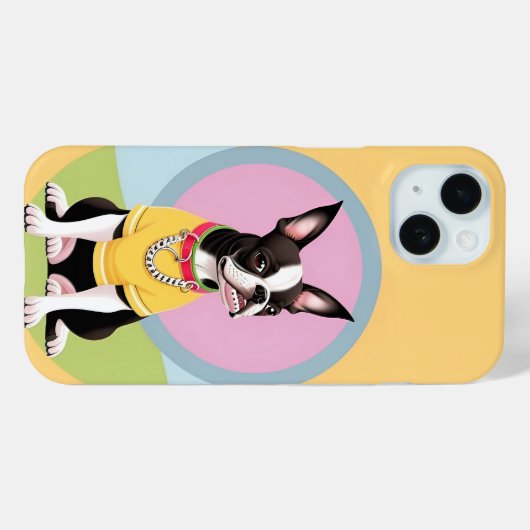 Gestileerde Boston Terrier met geel Shirt Case-Mate iPhone Case (Achterkant (horizontaal))