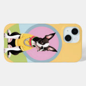 Gestileerde Boston Terrier met Gele Trui Case-Mate iPhone Case (Achterkant (horizontaal))