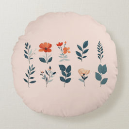 Gestileerde botanische elementen in verschillende  rond kussen