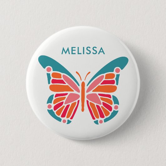 Gestileerde Butterfly aangepaste naamknoppen Ronde Button 5,7 Cm (Voorkant)
