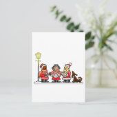 Gestileerde Cartoon Christmas Carolers Caroling Feestdagenkaart (Staand voorkant)
