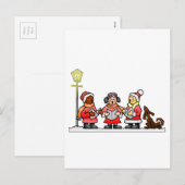 Gestileerde Cartoon Christmas Carolers Caroling Feestdagenkaart (Voorkant / Achterkant)