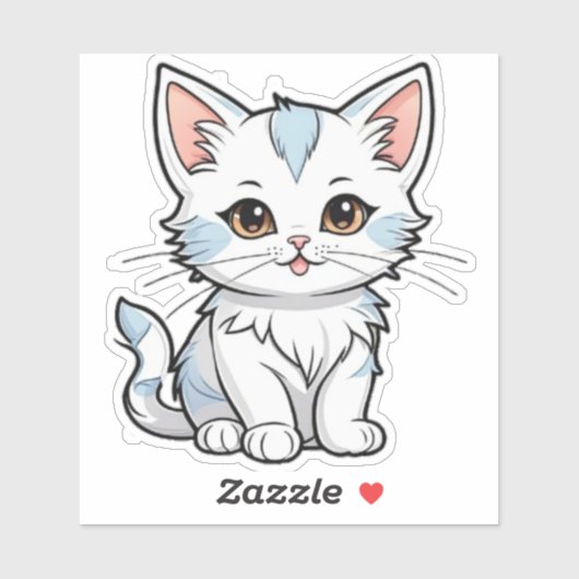 Gestileerde Cat Cartoon Line Art Design-52316 Sticker (Vel)