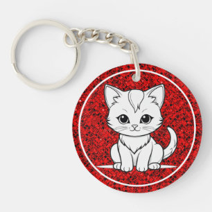 Gestileerde Cat Kitten Line Art Design-52315 Sleutelhanger