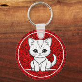 Gestileerde Cat Kitten Line Art Design-52315 Sleutelhanger (Achterkant)