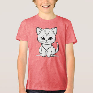 Gestileerde Cat Kitten Line Art Design-52315 Tri-Blend Shirt