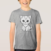 Gestileerde Cat Kitten Line Art Design-52315 Tri-Blend Shirt (Voorkant)
