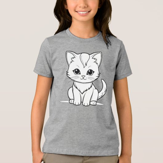 Gestileerde Cat Kitten Line Art Design-52315 Tri-Blend Shirt (Voorkant)