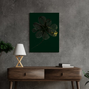 Gestileerde charme   Vierbladige klaver (28 cm x 3 Canvas Afdruk