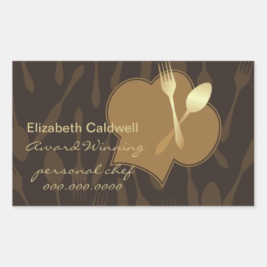 Gestileerde Chef's Pet & Golden Fork & Lepel Stick Rechthoekige Sticker (Voorkant)