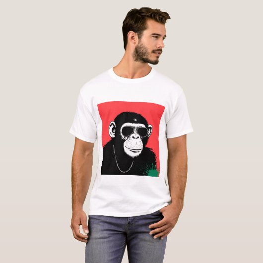 Gestileerde chimpansee t-shirt (Voorkant volledig)