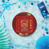 Gestileerde Chinese Palanquin Ox Jaar 2021 PP Papieren Bordje (Feest)