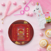 Gestileerde Chinese Palanquin Ox Jaar 2021 PP Papieren Bordje (Feest)
