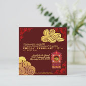 Gestileerde Chinese Palanquin Ox Jaar 2021 SqPInv Kaart (Staand voorkant)