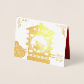Gestileerde Chinese Palanquin Rat Jaar 2020 Luxe G Folie Kaarten (Voorkant)