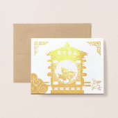 Gestileerde Chinese Palanquin Rat Jaar 2020 Luxe G Folie Kaarten (Voorkant met envelop)