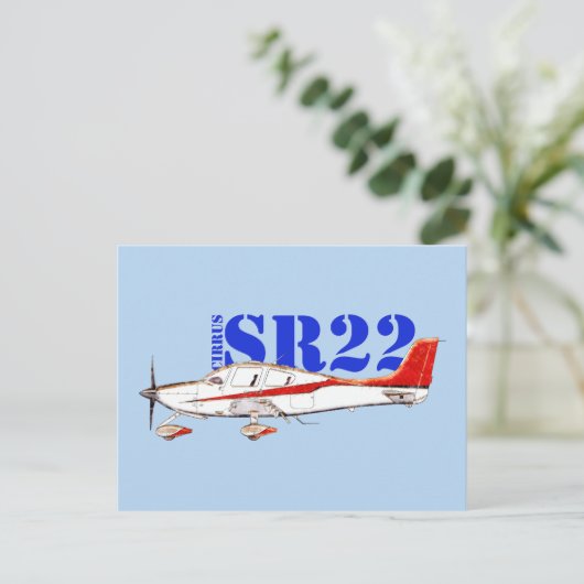 Gestileerde Cirrus SR22 vliegtuig met gedurfde typ Briefkaart (Staand voorkant)
