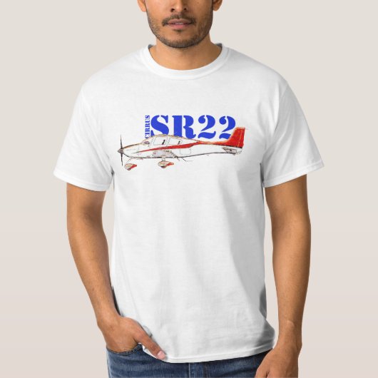 Gestileerde Cirrus SR22 vliegtuig met gedurfde typ T-shirt (Voorkant)