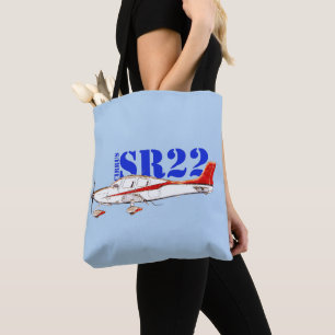 Gestileerde Cirrus SR22 vliegtuig met gedurfde typ Tote Bag