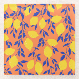 Gestileerde citroenen  tropisch patroon glazen onderzetter