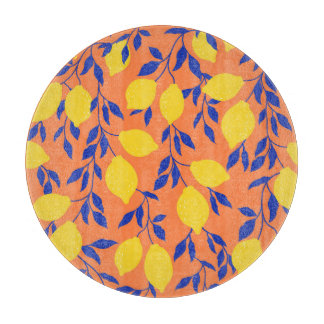 Gestileerde citroenen  tropisch patroon snijplank