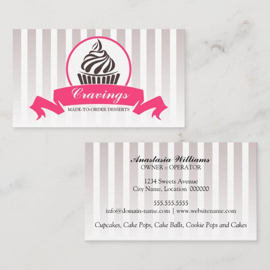 Gestileerde Cupcake Banketbakkerij Visitekaartje (Voorkant / Achterkant)