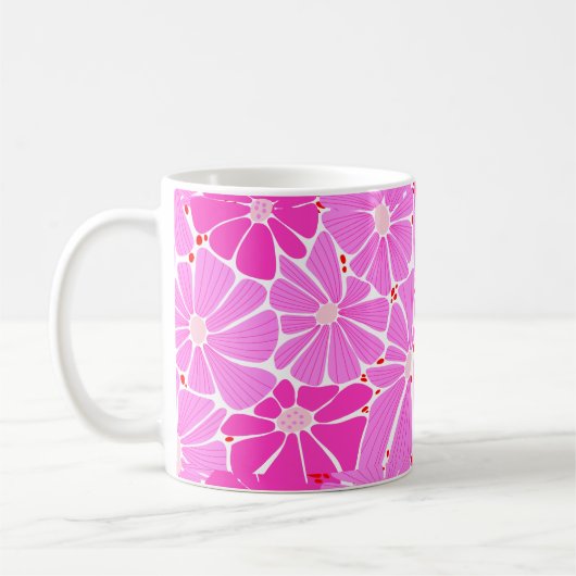 Gestileerde daisy digitale patroon - roze koffiemok (Links)