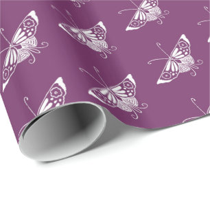 Gestileerde Deco vlinder - aubergine paars Cadeaupapier
