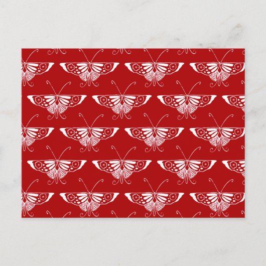 Gestileerde Deco vlinder - donkerrood en wit Briefkaart (Voorkant)
