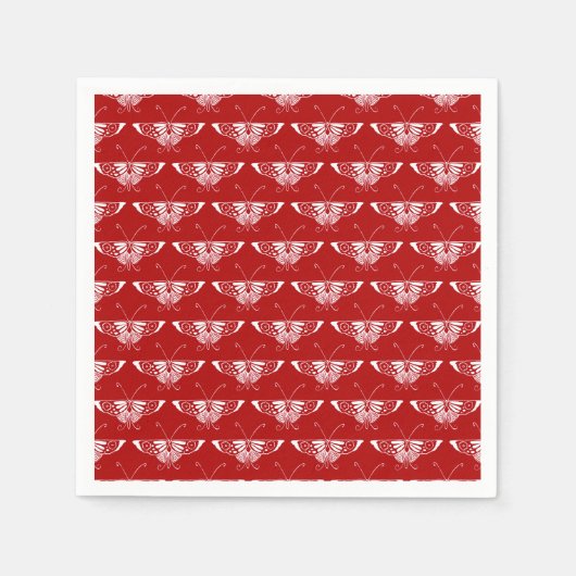 Gestileerde Deco vlinder - donkerrood en wit Servet (Voorkant)