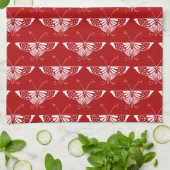 Gestileerde Deco vlinder - donkerrood en wit Theedoek (Gevouwen)
