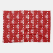 Gestileerde Deco vlinder - donkerrood en wit Theedoek (Horizontaal)