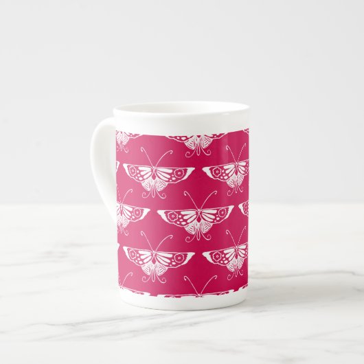 Gestileerde Deco vlinder - fuchsia roze Porselein Kop (Links)