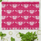 Gestileerde Deco vlinder - fuchsia roze Theedoek (Gevouwen)
