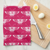 Gestileerde Deco vlinder - fuchsia roze Theedoek (Quarter Fold)