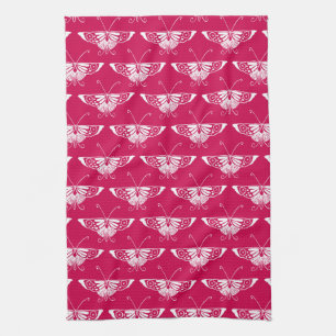 Gestileerde Deco vlinder - fuchsia roze Theedoek