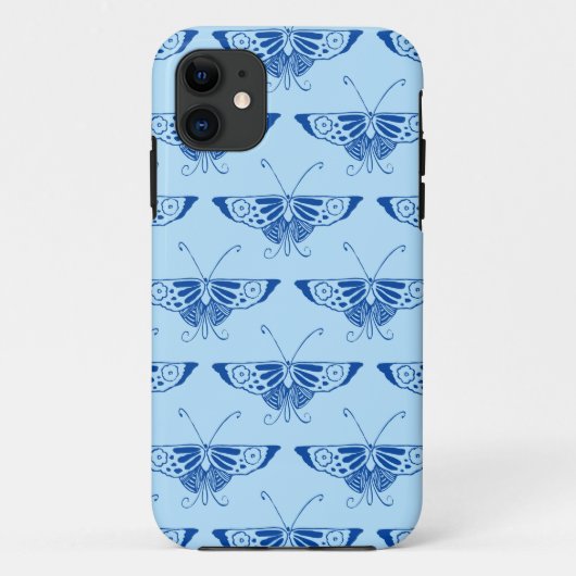 Gestileerde Deco vlinder - kobalt en lichtblauw Case-Mate iPhone Case (Achterkant)