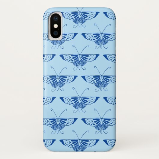 Gestileerde Deco vlinder - kobalt en lichtblauw Case-Mate iPhone Case (Achterkant)
