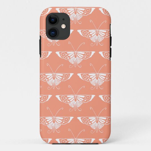 Gestileerde Deco vlinder - koraal oranje Case-Mate iPhone Case (Achterkant)