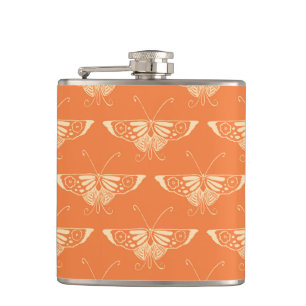 Gestileerde Deco vlinder - koraal oranje Heupfles